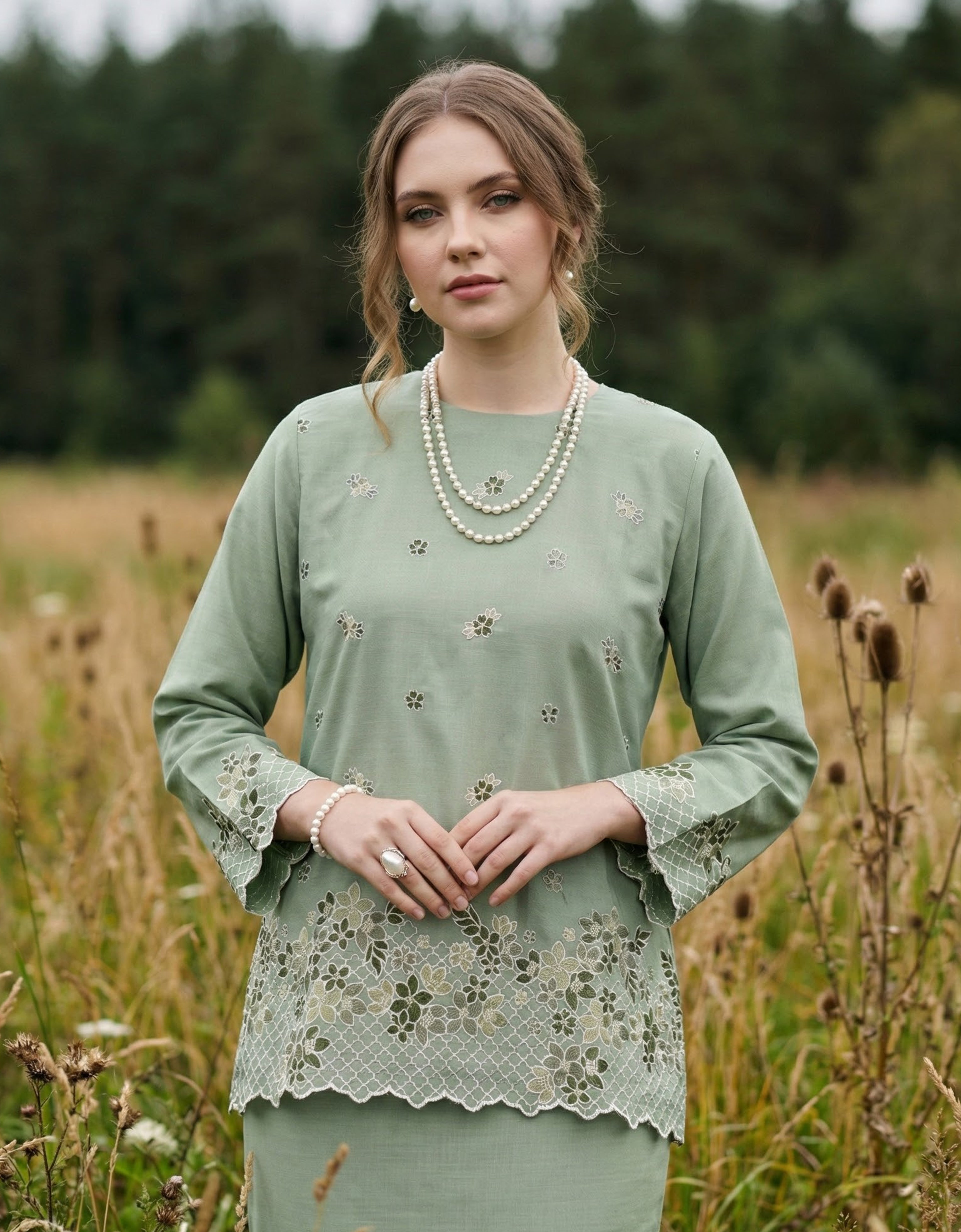 BAJU KURUNG KEDAH AVELINE (TENDRIL GREEN)