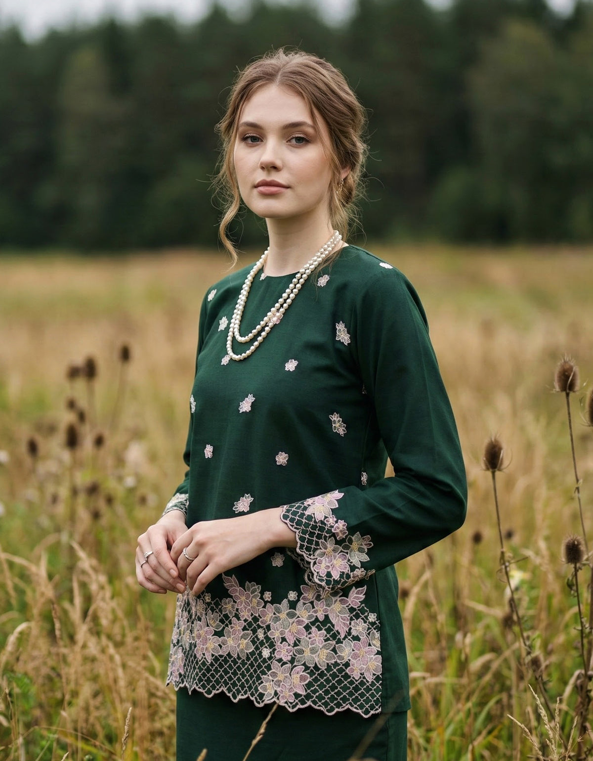 BAJU KURUNG KEDAH AVELINE (EMERALD GREEN)