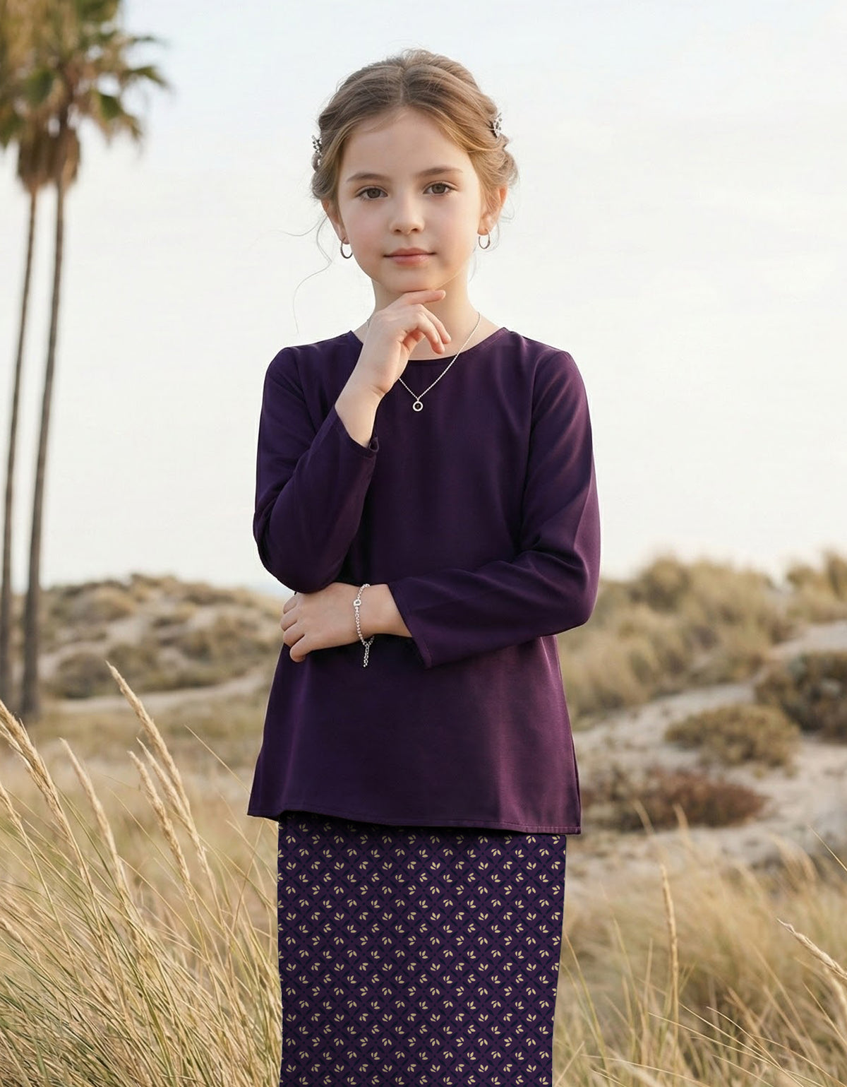 KIDS BAJU KURUNG KEDAH AYDA (DARK PURPLE)
