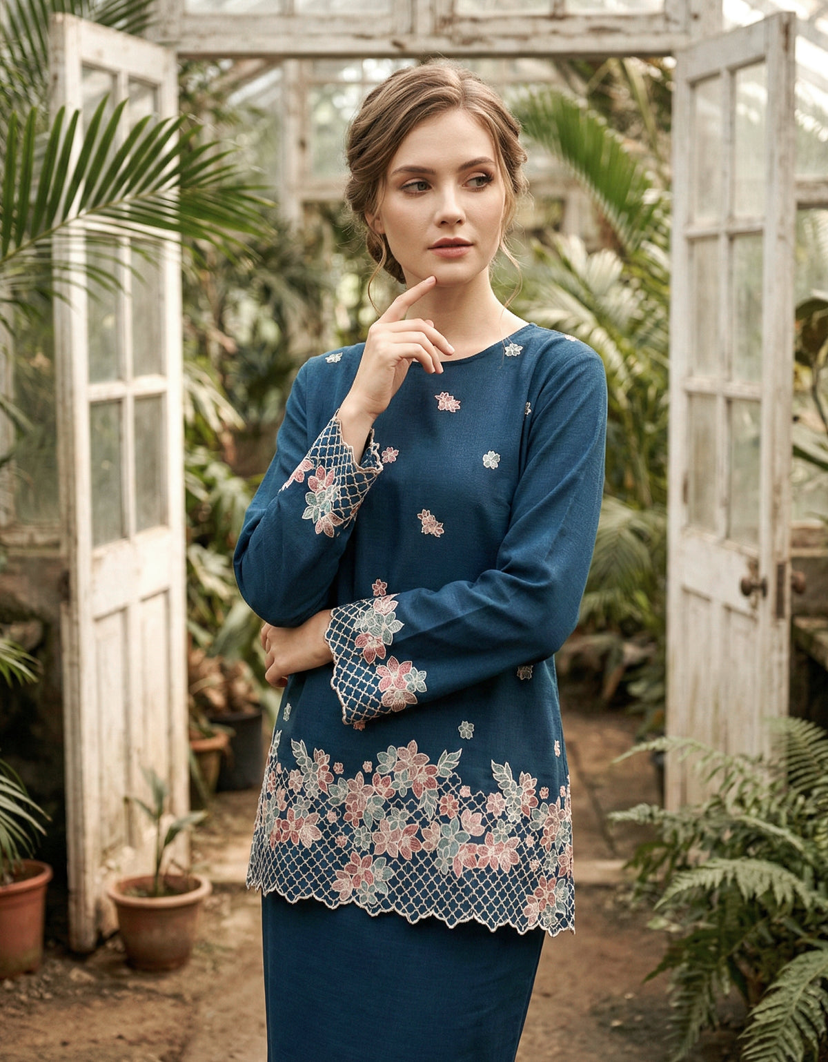 BAJU KURUNG KEDAH AVELINE (TEAL BLUE)