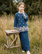 KIDS BAJU KURUNG KEDAH AVELINE (TEAL BLUE)