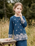 KIDS BAJU KURUNG KEDAH AVELINE (TEAL BLUE)